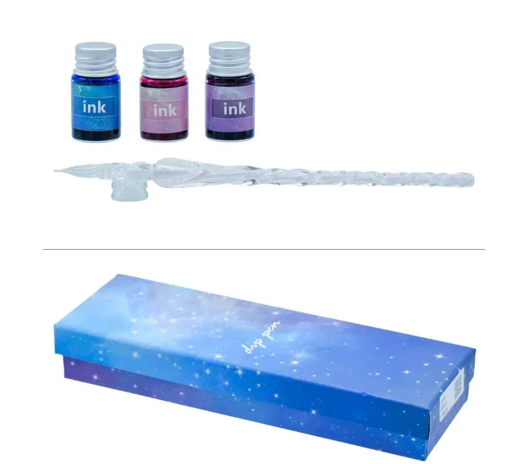 Crystal Fountain Pen Gift Box with 3 Ink Bottles