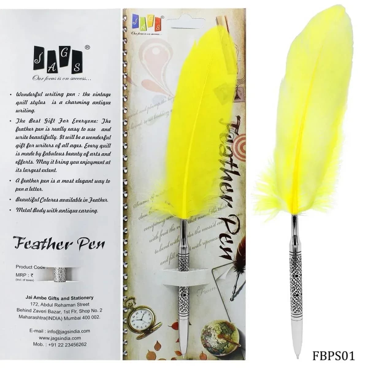 Feather Ball Pen Steel Finish Body Design