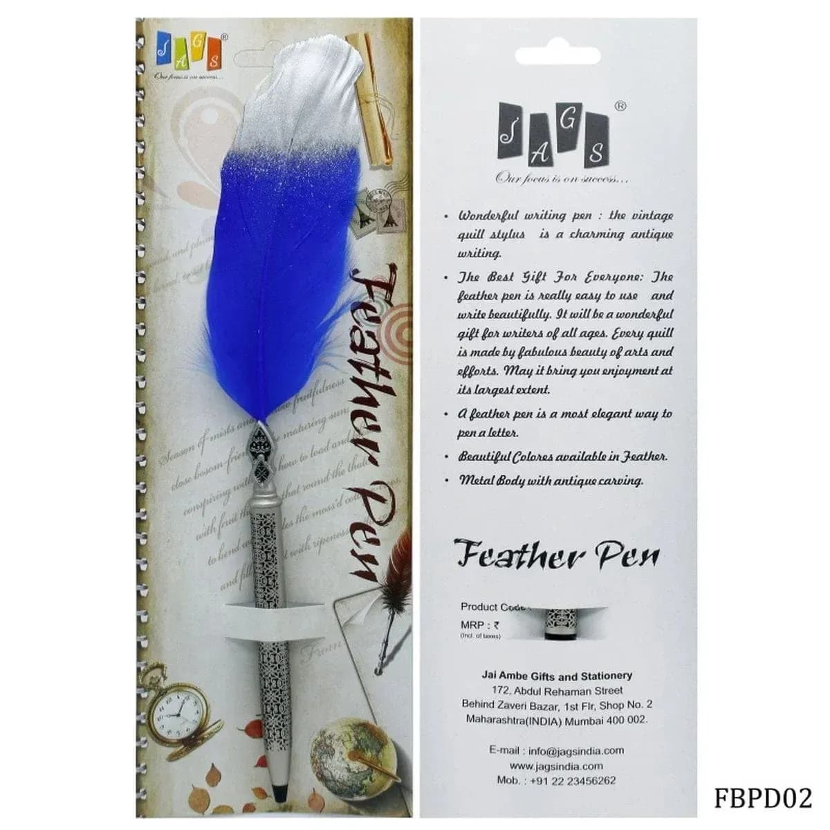 Feather Ball Pen Design Metal Silver
