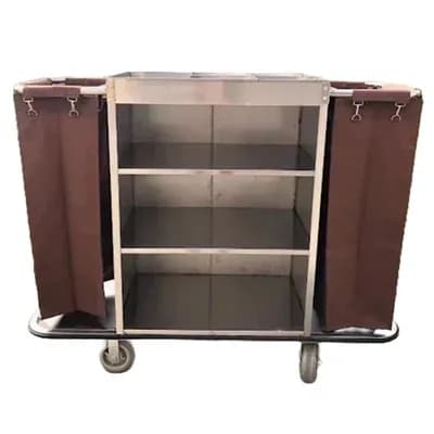Stainless Steel Housekeeping Trolley, Grade 201, 1400 x 450 x 1120 mm