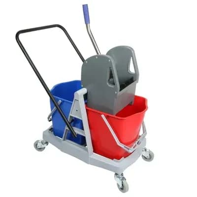 Bharti Multiclean Double Bucket Wringer Trolley with Down-Press Wringer, 50 L