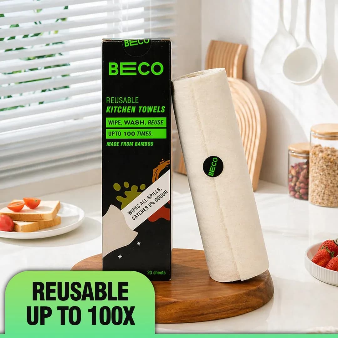 Beco Reusable Bamboo Kitchen Towel Roll, 20 Sheets