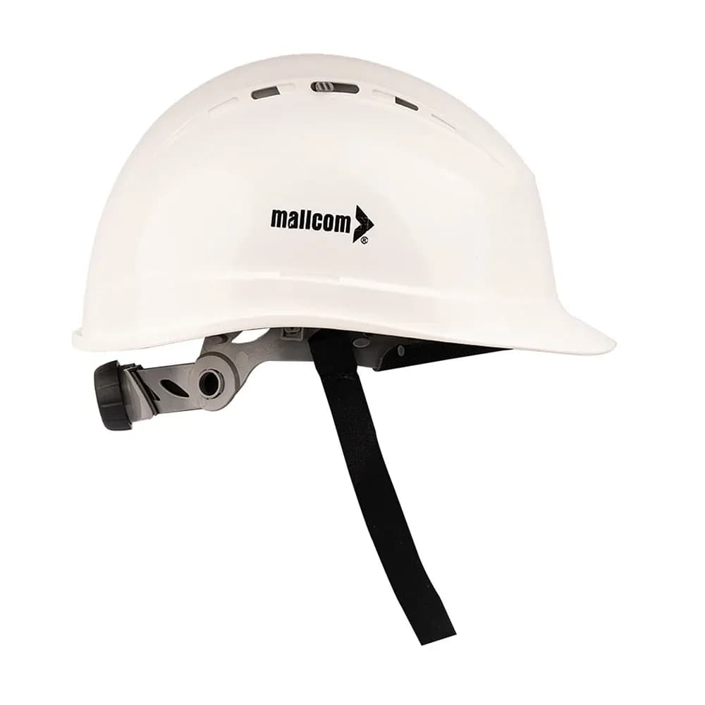 Mallcom Diamond XIII Ventilated HDPE Safety Helmet with Ratchet Adjustment, White