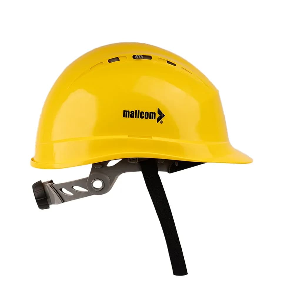 Mallcom Diamond XIII Ventilated HDPE Safety Helmet with Ratchet Adjustment, Yellow