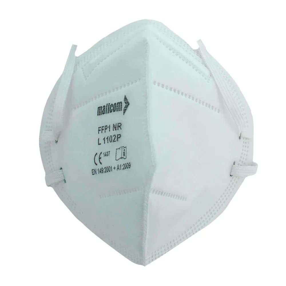Mallcom L1102P FFP1 Flat-Fold Dust Mask, Head Loop, No Valve (Pack of 50)