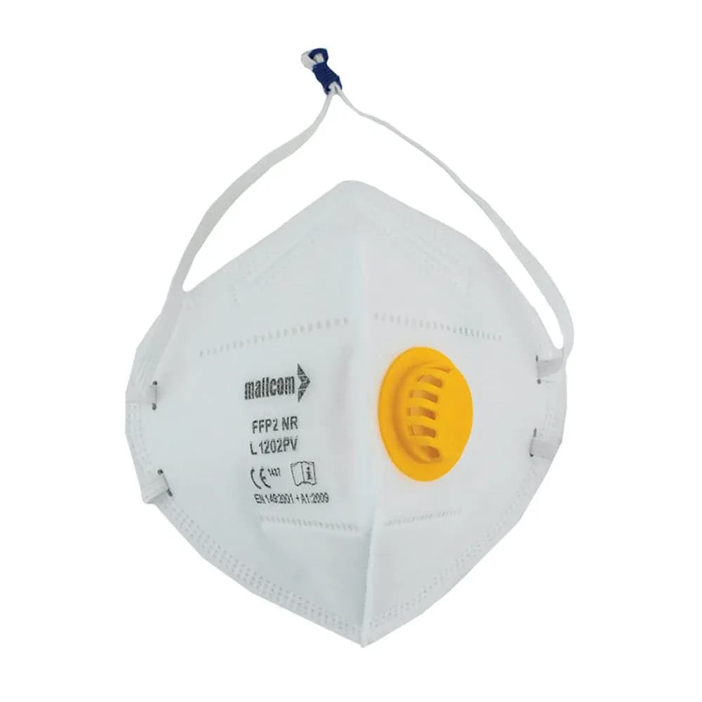 Mallcom L1202PV FFP2 Flat-Fold Dust Mask with Exhalation Valve (Pack of 10)