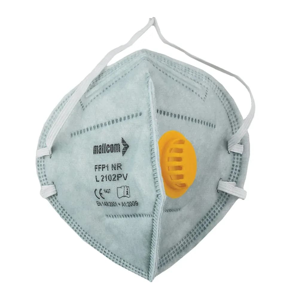 Mallcom L2102PV FFP1 Foldable Dust Mask with Exhalation Valve (Pack of 50)