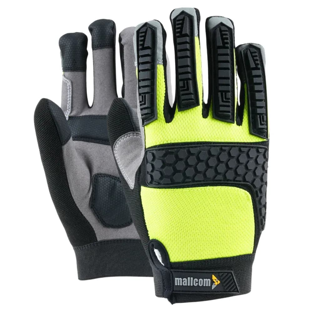 Mallcom Mach 23 Mechanic Gloves with PVC Knuckle Guard, Size M