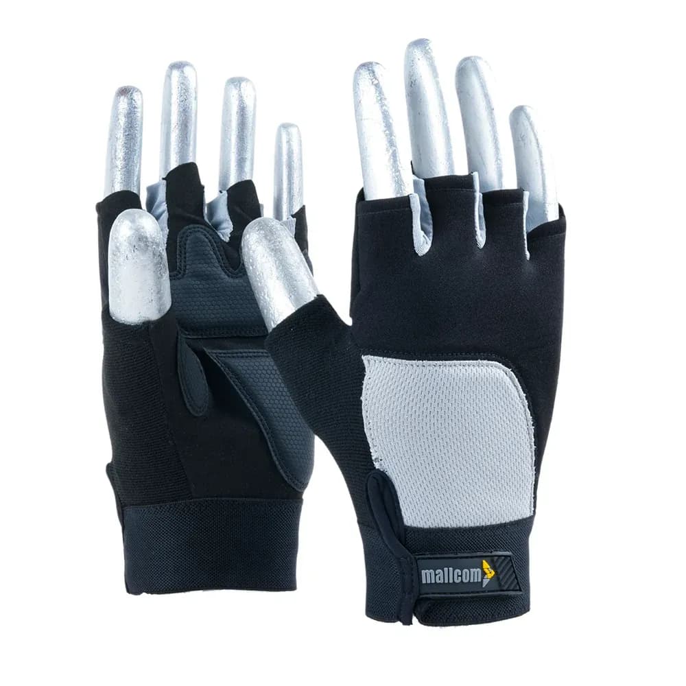 Mallcom Mach 31 Mechanic Gloves, Synthetic Leather Palm, Stretch Back, Size L
