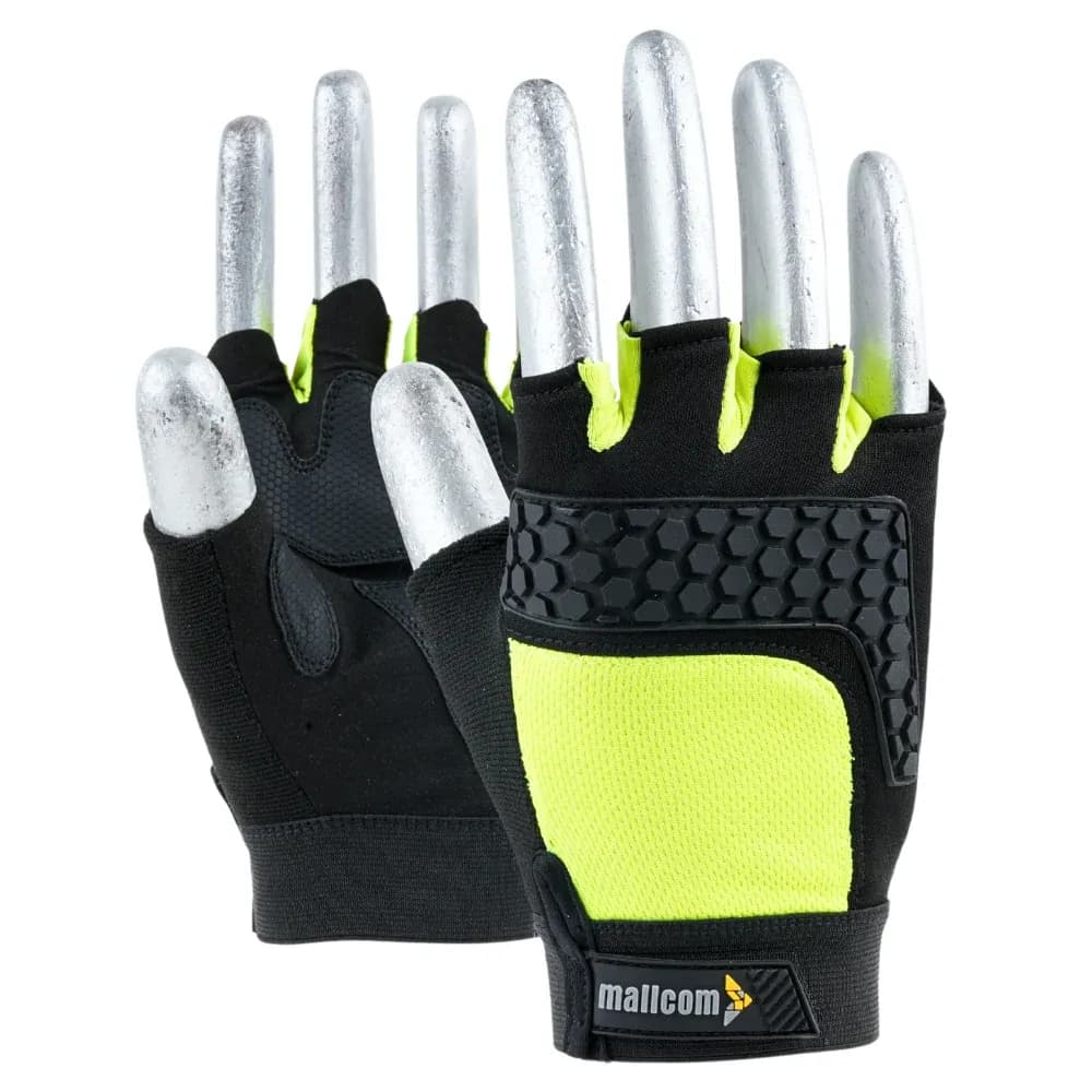 Mallcom Mach 32 Fingerless Mechanic Gloves with Padded Palm, Size XL