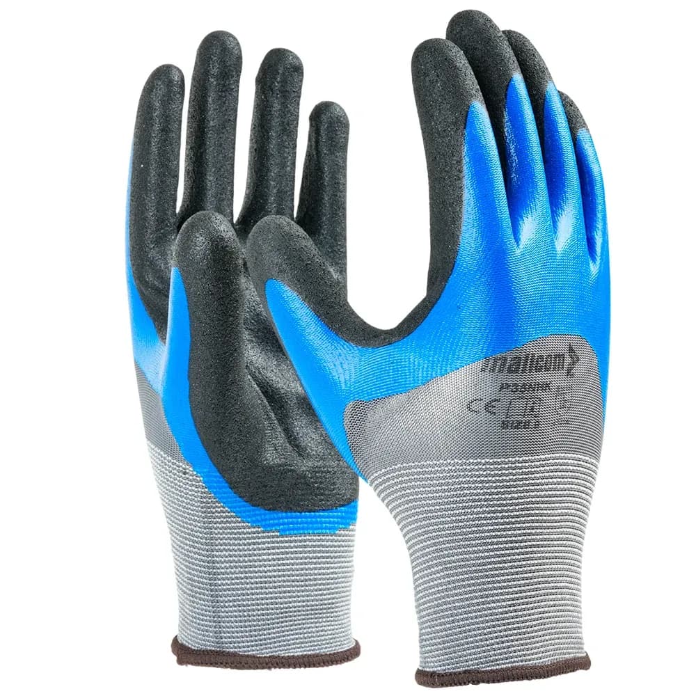 Mallcom P35NHK Dual Nitrile Coated Work Gloves, Sandy Palm (Pack of 12 Pairs), Size 10