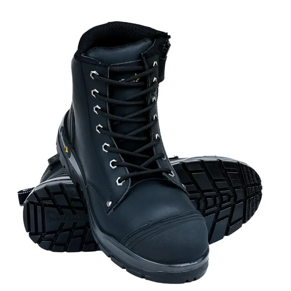 Mallcom Scar B S3 Steel Toe Safety Boots, Black Nubuck, Zip Closure, UK 7