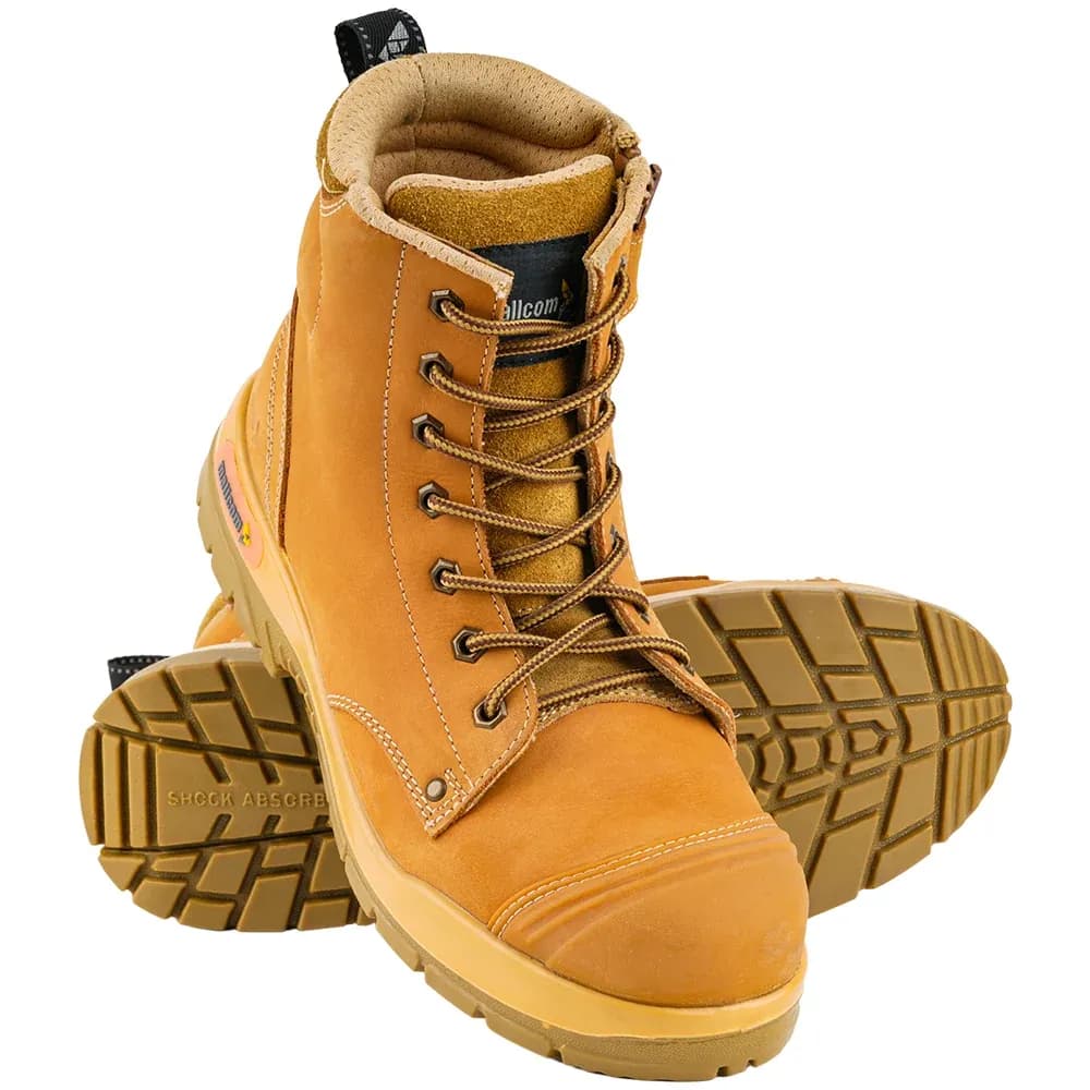 Mallcom Scar W S3 Steel Toe Safety Boots, Wheat Nubuck, Zip Closure, UK 11