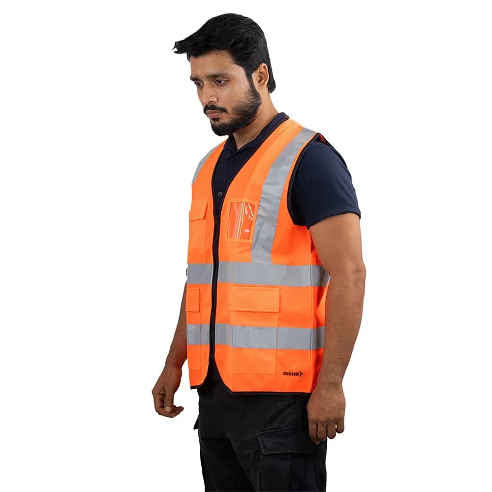 Mallcom Proclo 31 Hi-Vis Reflective Vest with Front Zip and Pockets, Size XS