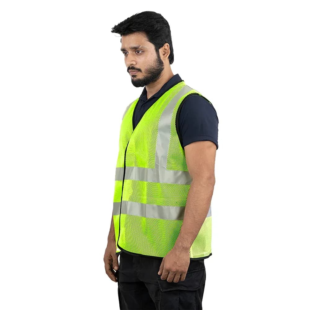 Mallcom Proclo 61 Hi-Vis Mesh Safety Vest, Green, 120 GSM, Size XS