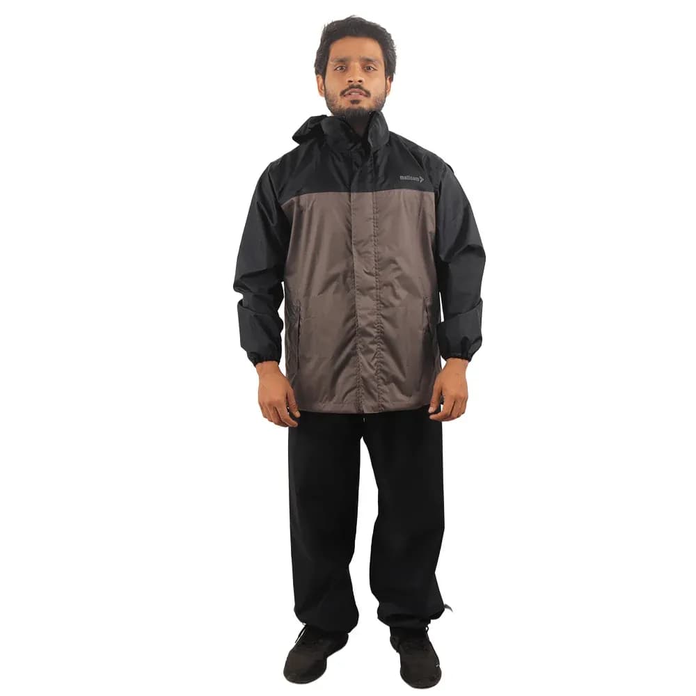 Mallcom Arcus Two-Piece Rain Suit with Detachable Hood, Grey-Black, Size L