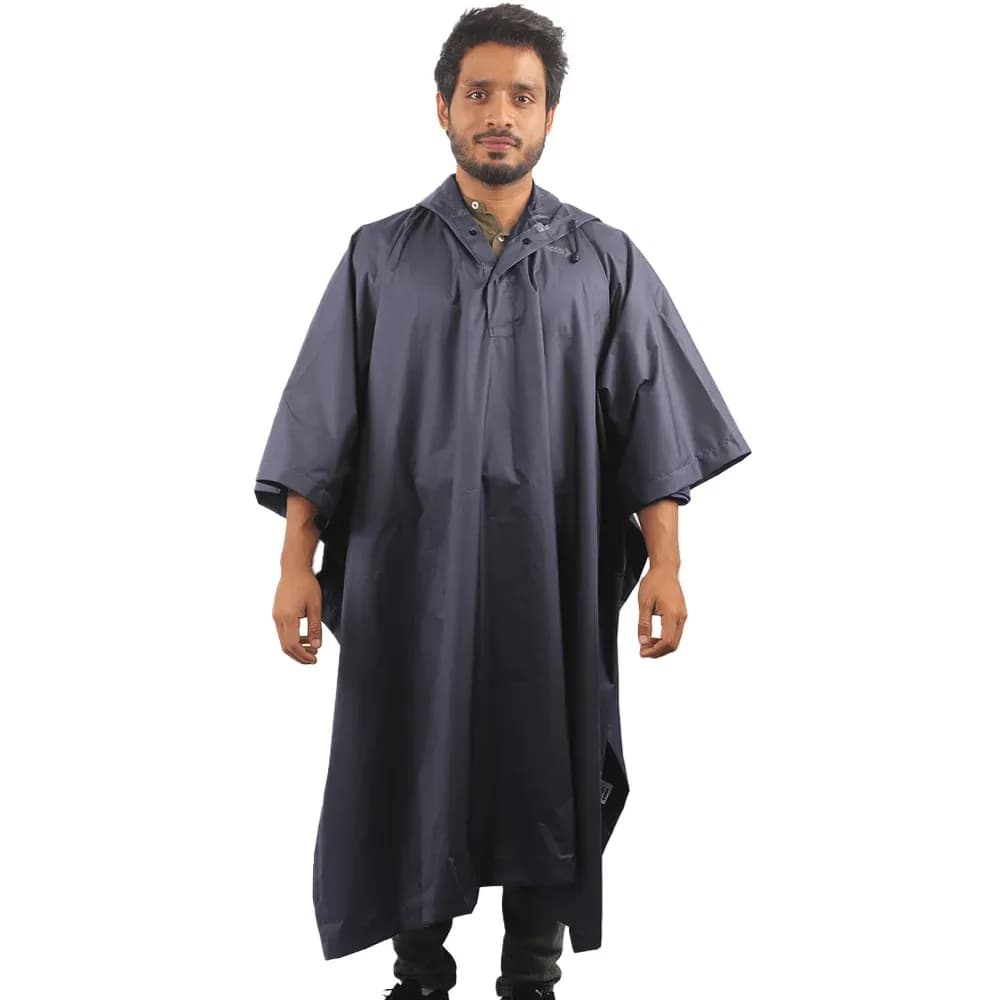 Mallcom Cumulus Hooded Rain Poncho, PU Coated Polyester, Navy Blue