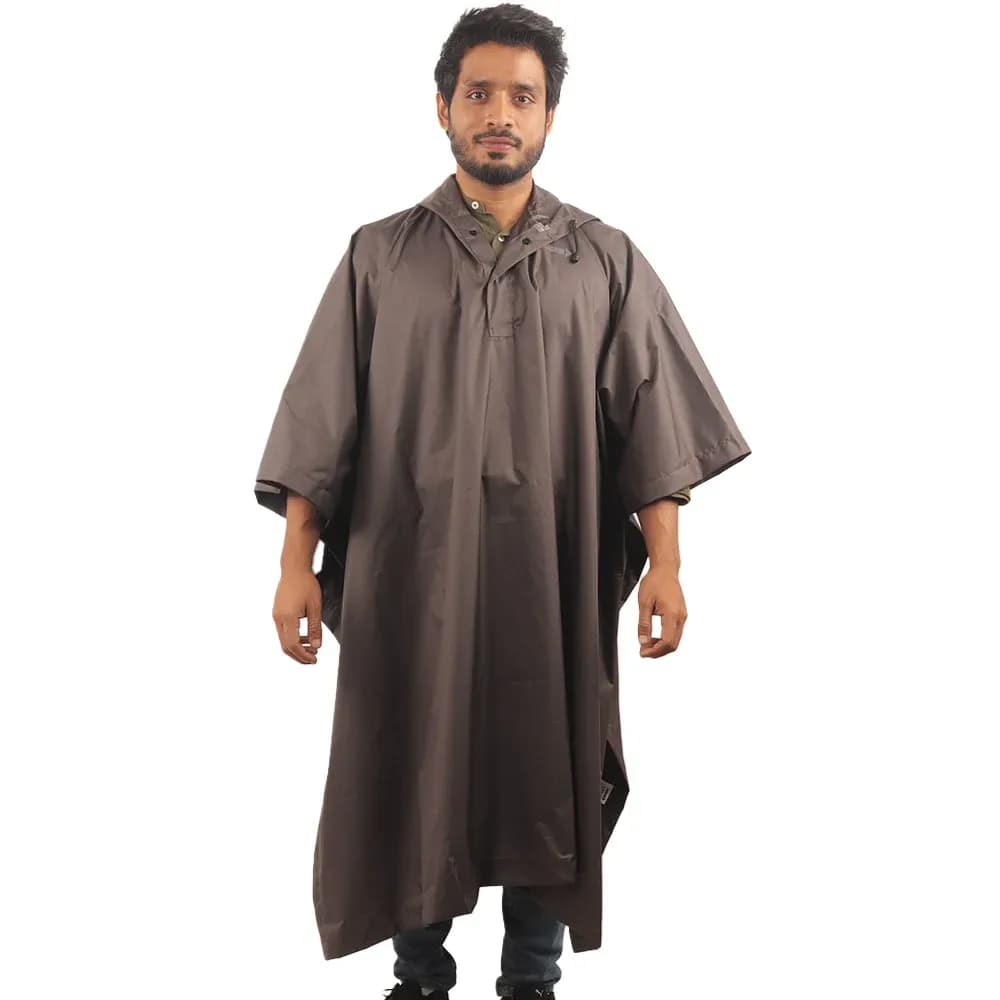 Mallcom Cumulus Hooded Rain Poncho, PU Coated Polyester, Grey