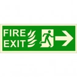 Itek "Fire Exit" Sign with Right Arrow, Photoluminescent, 400 x 150 mm (Pack of 5)