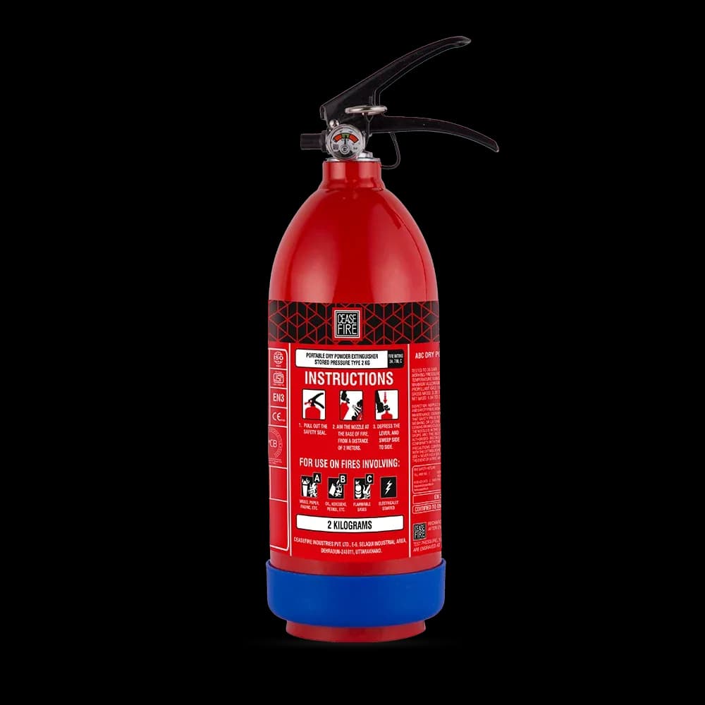 Ceasefire ABC Dry Powder (MAP 50) Fire Extinguisher, 2 kg, Mild Steel, Squeeze Grip