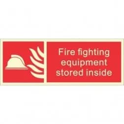 Itek "Fire Fighting Equipment Stored Inside" Sign, Photoluminescent, 400 x 150 mm (Pack of 5)