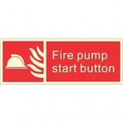 Itek "Fire Pump Start Button" Sign, Photoluminescent, 400 x 150 mm (Pack of 5)