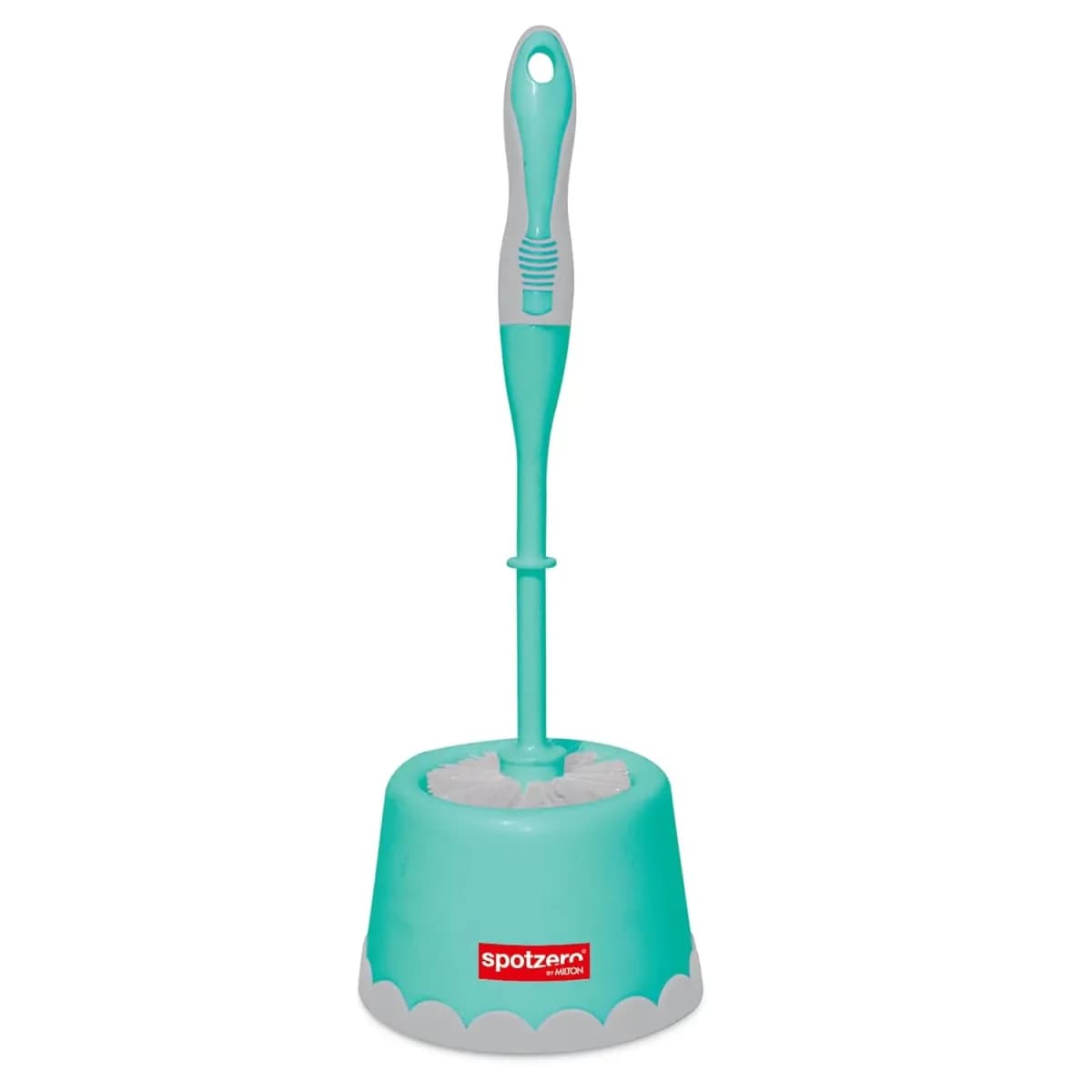 Spotzero by Milton Round Toilet Brush with Caddy, Aqua Green