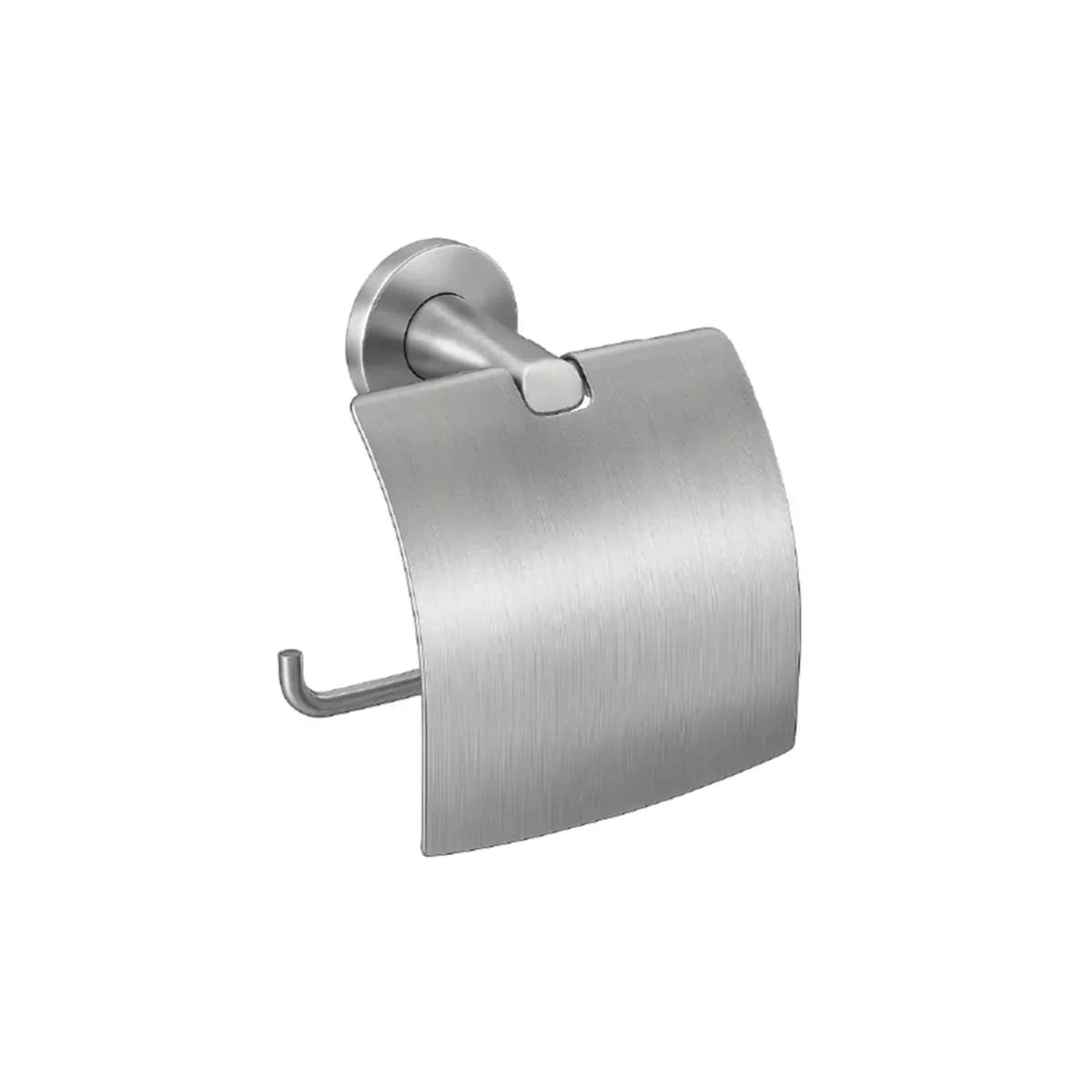 Euronics EPH04F Toilet Roll Holder with Cover Flap, Stainless Steel