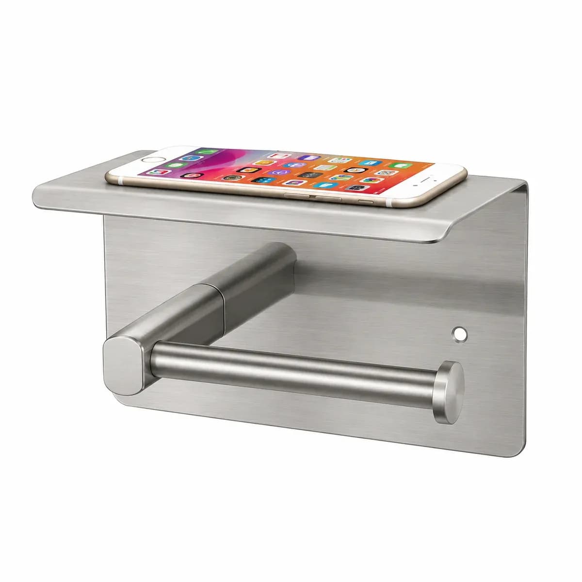 Euronics EPH11S Toilet Roll Holder with Phone Shelf, Stainless Steel