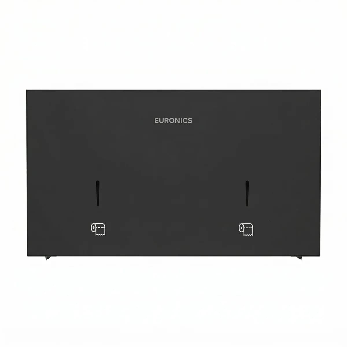 Euronics EJ44 Twin Jumbo Toilet Roll Dispenser, 304 Stainless Steel, Black