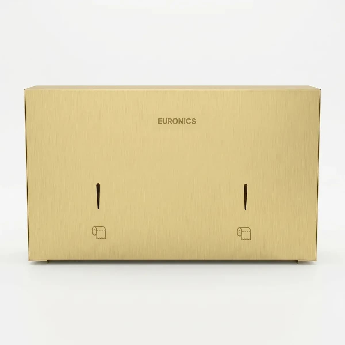 Euronics EJ44 Twin Jumbo Toilet Roll Dispenser, 304 Stainless Steel, Gold