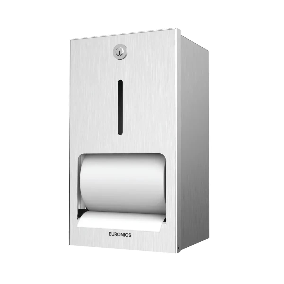 Euronics EPH88D Lockable Twin Toilet Roll Dispenser, 304 Stainless Steel