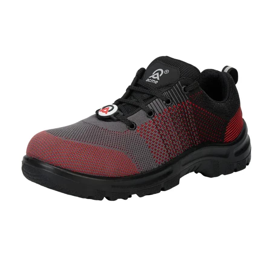 Acme Universal Torque V2 S1 Safety Shoes, Low Ankle, Grey and Red Upper, PU Sole, UK 12 (EU 46)